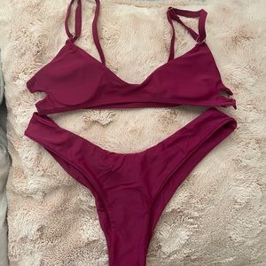 burgundy bikini